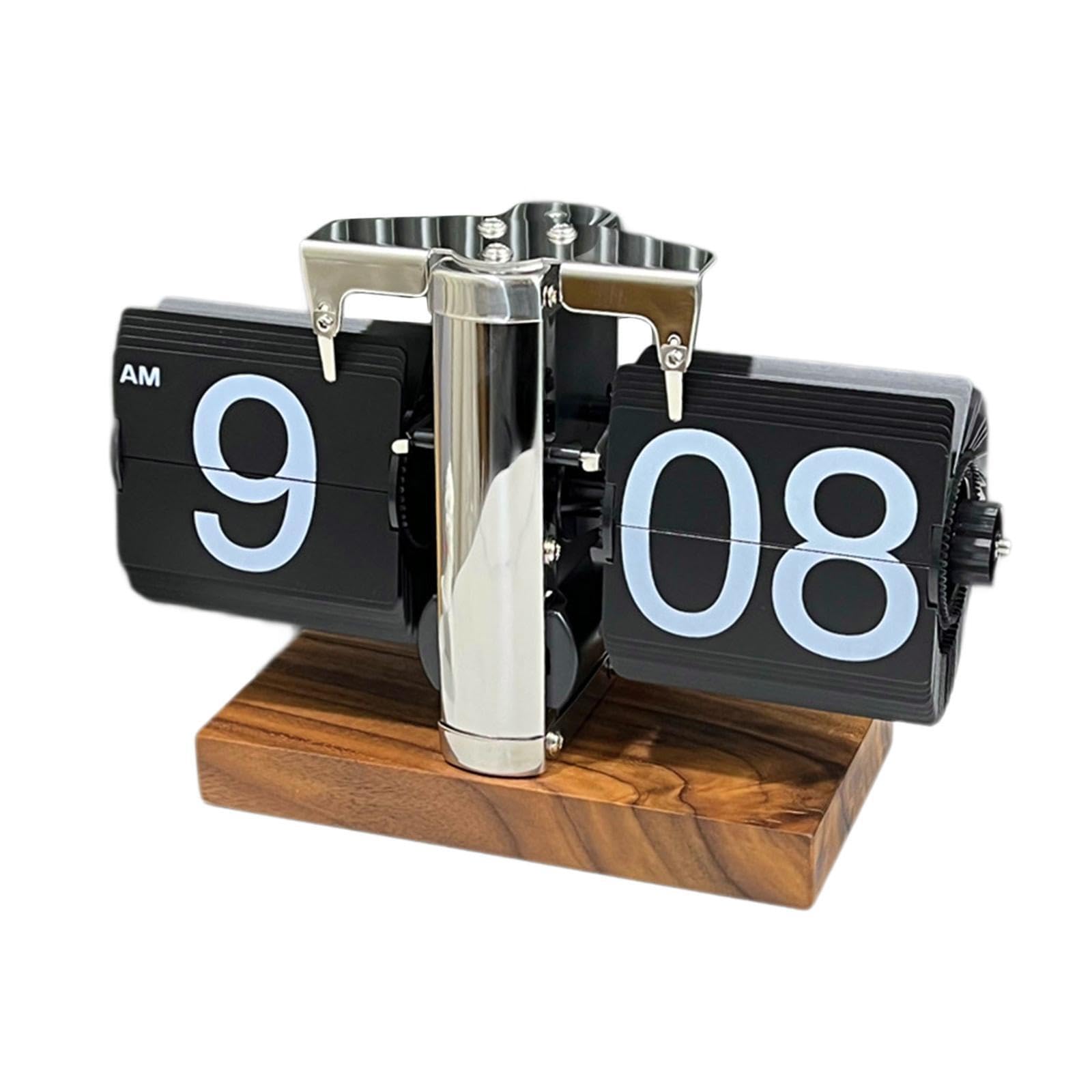 QIXCXAZ Vintage Flip Clock With Automatic Page Turning Feature Home Office Cafe Stylish Decoration Which Guarantees Accuracy Of Time. Automatic Page Turning, Stainless Steel 12h, 24x13x15.5cm