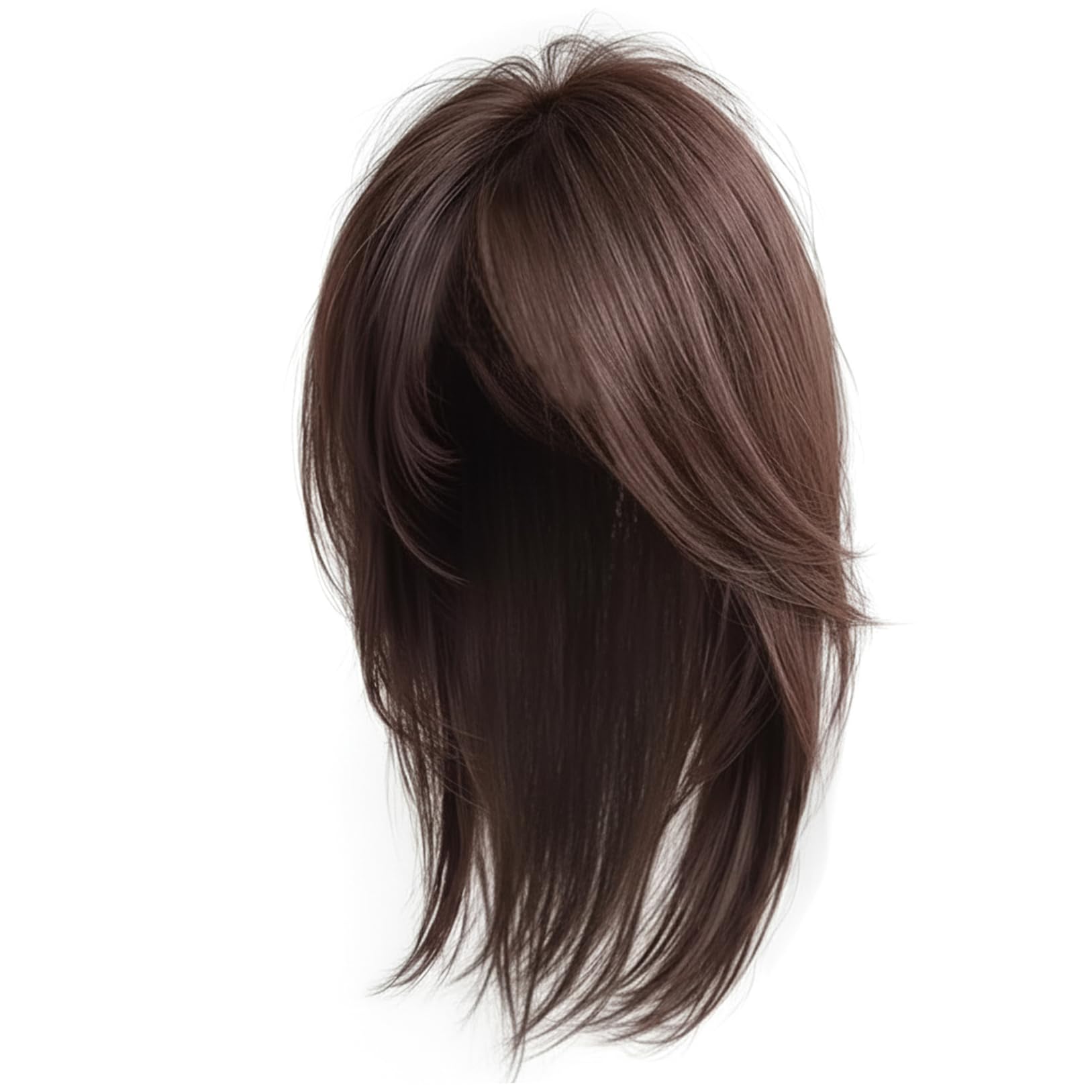 Extension cheveux invisible marron supérieure avec frange