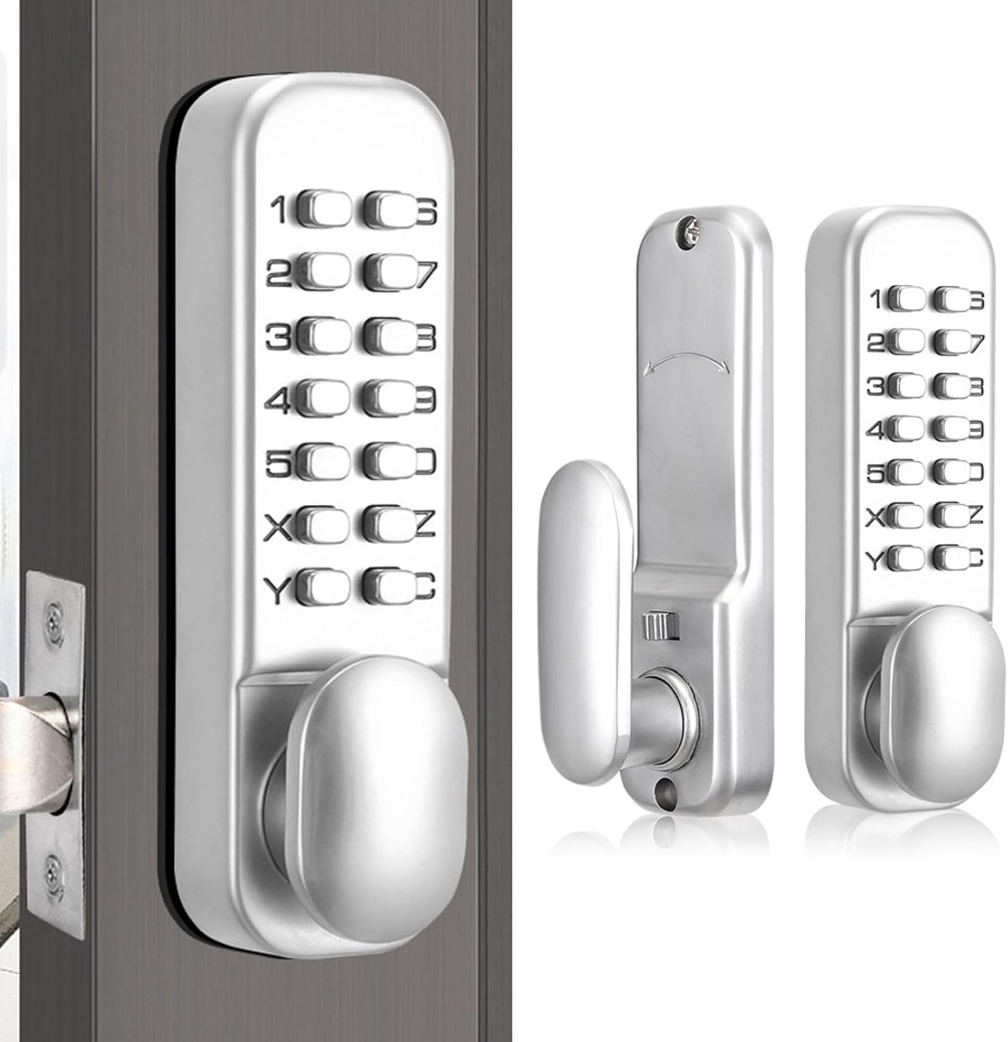 SEIWEI Mechanical Keyless Combination Code Door Lock with Keypad, Waterproof Digital Code Door Lock with Handle for Front Gate Door, Warehouse, Home, No Electronic