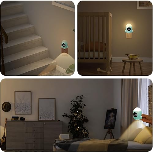 Miniatura 7 de QANYI Luz nocturna enchufable, bonito cohete espacial para decoración de habitación de niños, luz nocturna para montaje en pared o sin pared,
