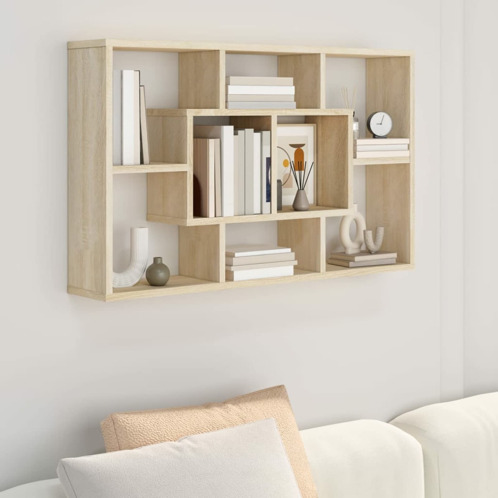 Estante Flotante De Madera De Pino Natural - Repisa De Pared Compacta Para Decoración Y Almacenamiento