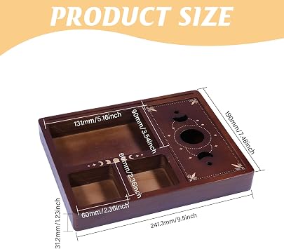 GLOBLELAND Moon Star Tarot Card Holder Stand Display 9.5x7.48x1.23in Coconut Brown Tarot Card Accessories Crystal Organizer Decorative Box for Altar Decor Tarot Card Crystal Holder Case