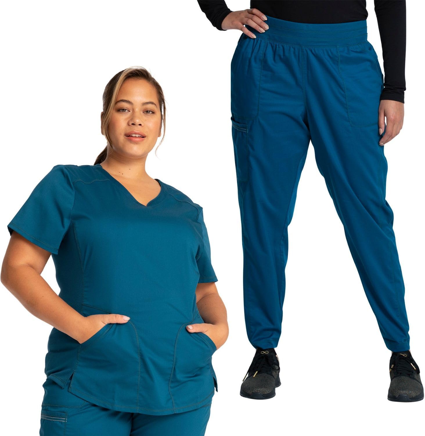 Cherokee Scrub Set for Women V-Neck Top & Jogger Pant | Elastic Waistband For a Secure Fit, Comfortable Fit, Easy-Care Design, Made For Every Shift