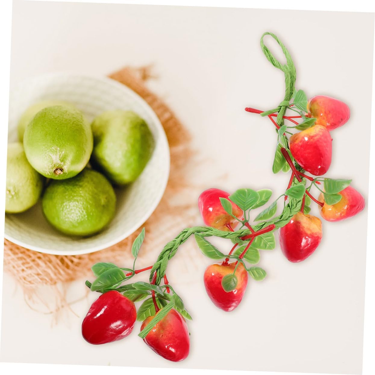 GARVALON 2pcs Decorative Strawberry Garland Artificial Strawberry Vine for Home Decor Photography Props and Party Decorations Lifelike Simulation Fruit Fine Craftsmanship