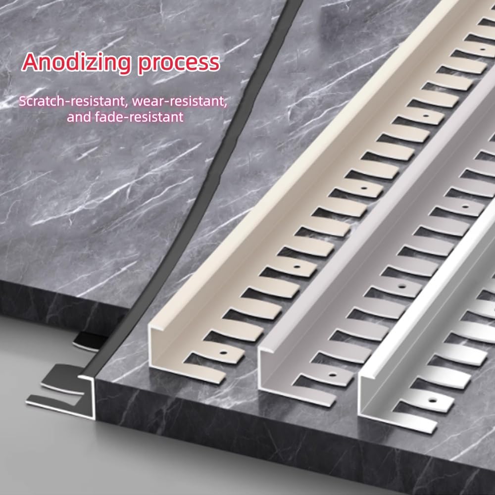 Tira de transición de aluminio flexible para piso, 3 unidades, 36 pulgadas, esquinas exteriores de madera a azulejos, encimeras de cocina, acabado champán, 12 mm, solución de decoración duradera y