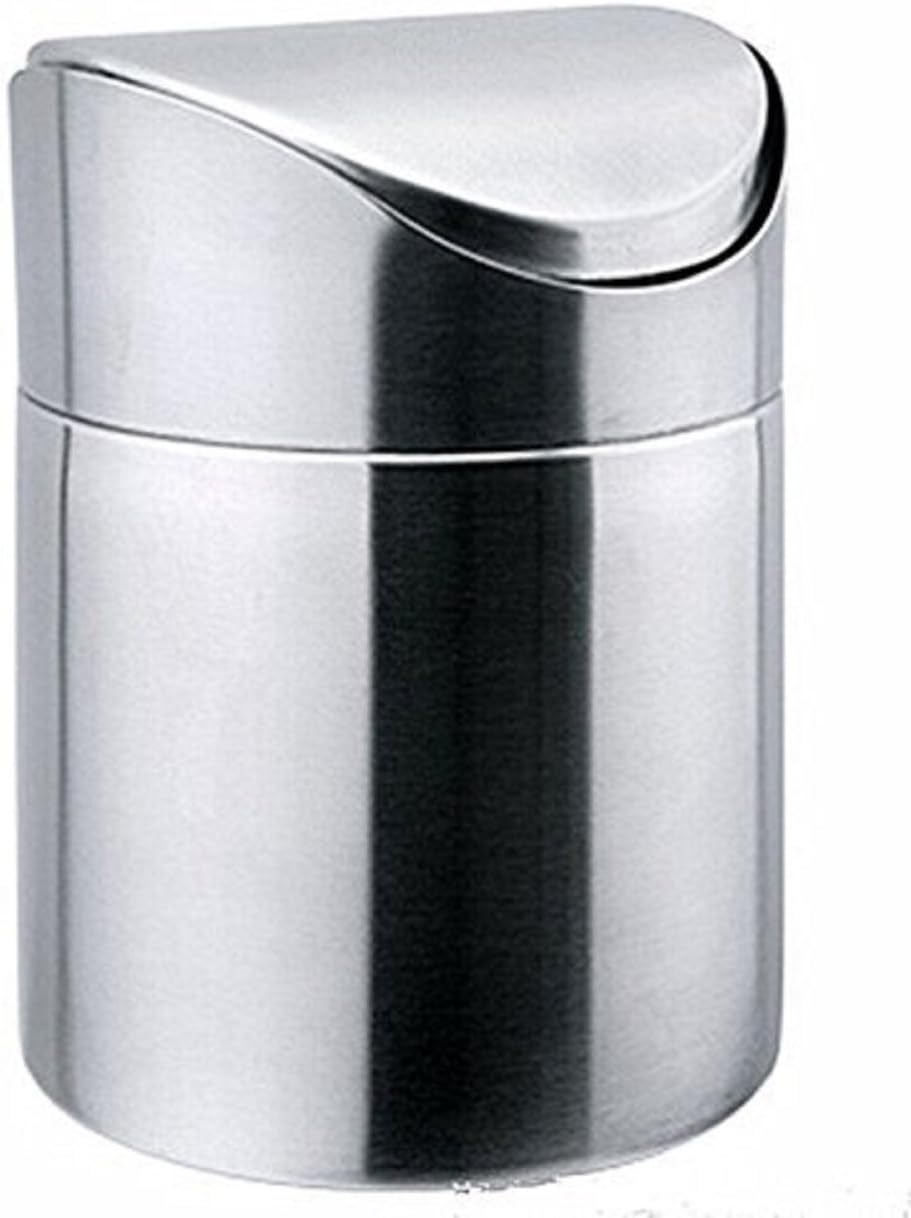 Decity HOVEXUN Stainless Steel Desk Trash Bin Countertop Waste Can 1.5 L/0.40 Gal (Silver)
