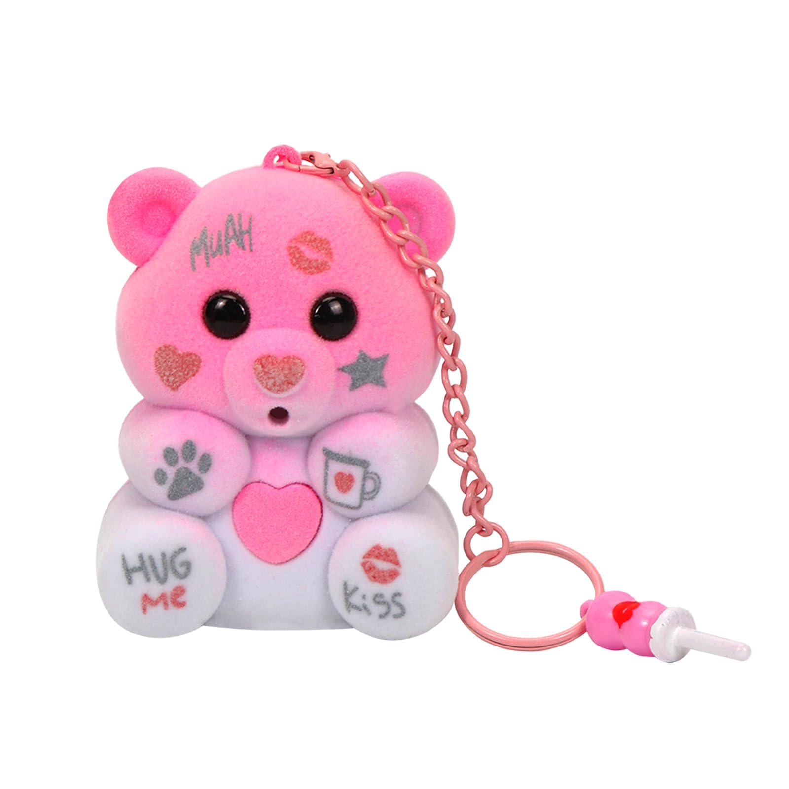 O-Kinee Orsetto Rosa Che Registra,Registrabile Giocattoli Interattivi Adatto a Bambini dai 3 Anni in su,Orsetto Interattivo con Ciuccio e Portachiavi,Peluche Parlante