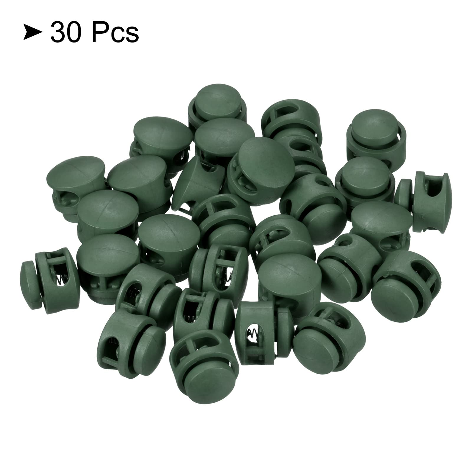 PATIKIL Cord Locks, 30 Pack Round Spring Toggle Stopper for Drawstring Bag Shoelaces, Dark Green - Image 3