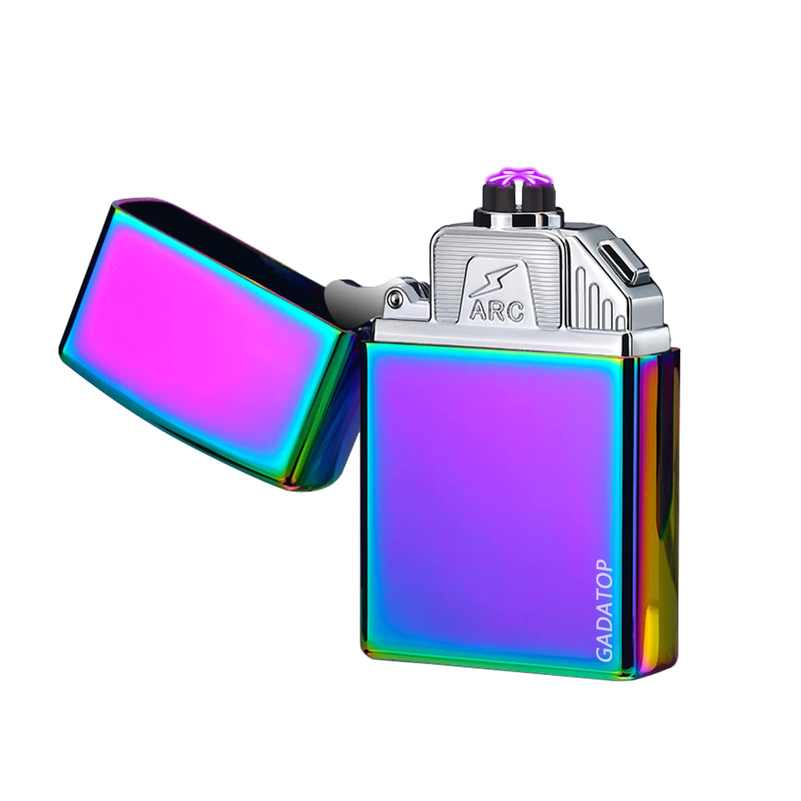 GADATOP Triple-Arcs Electric Lighter, Trendy Metal Electronic Lighter Plasma Lighter, Rechargeable USB Lighter,Windproof Lighter with Battery Indicator (Magic)