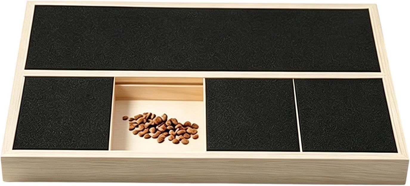 Dog Scratch Board Wooden File Scratching Sandpaper | Built-in Snack Box Dog Nail Trimming Board for Medium Large Breed Puppy Kitten Enrichment Home Corner Door