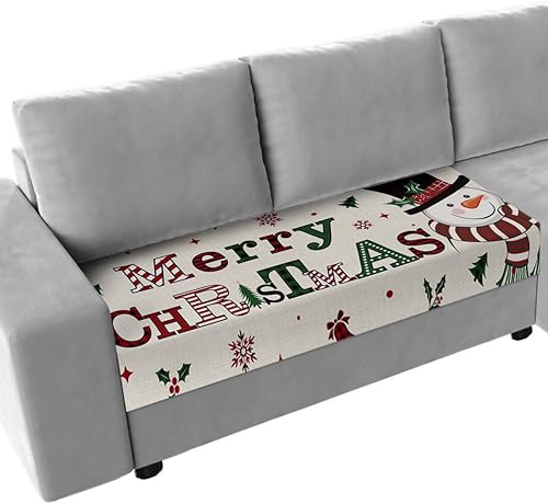 Miniatura 42 de Fundas de cojín para sofá de Navidad con diseño de muñeco de nieve rosa, funda elástica para sofá con parte inferior elástica, fundas de sofá