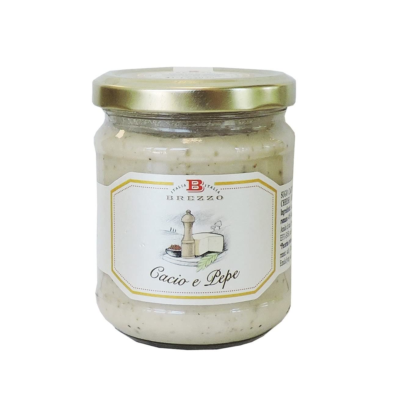 BREZZOItalian Pasta Sauce Cacio e Pepe | Ready Condiment Cream Cheese and Pepper for Pasta with Pecorino Cheese | 180g