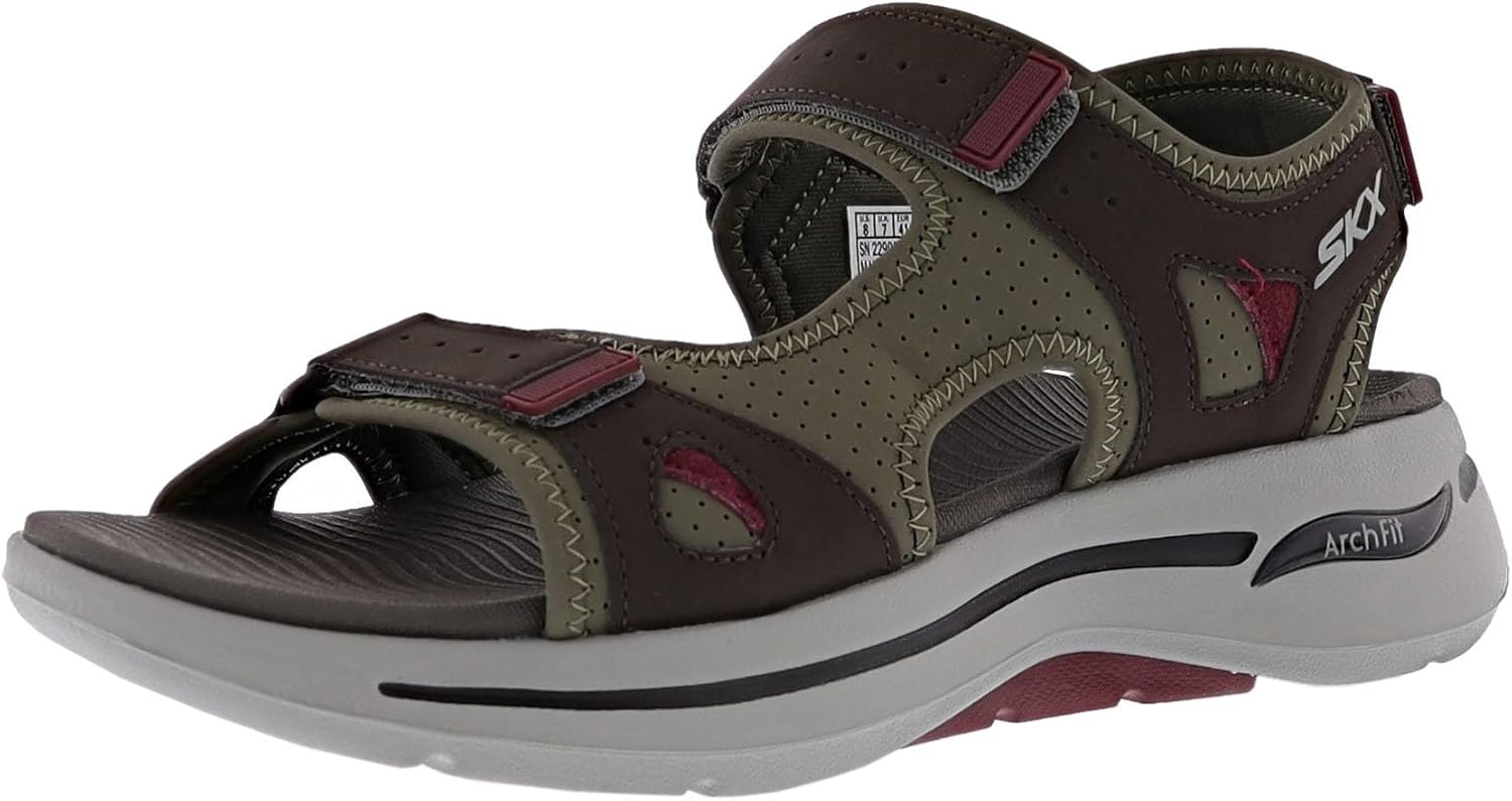 Skechers Men's Go Walk Arch Fit - Mission II Sandal, Olive, 7M