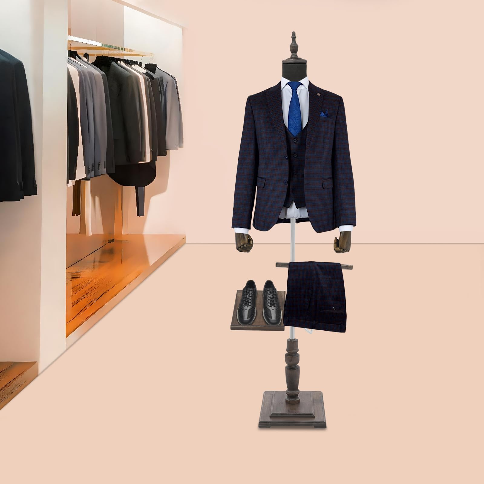 Forma de ropa masculina, maniquí masculino, altura ajustable, figura torso para hombre, 135-180 cm, con un tope de 180°, para boutiques, tiendas de moda y diseño de escaparates