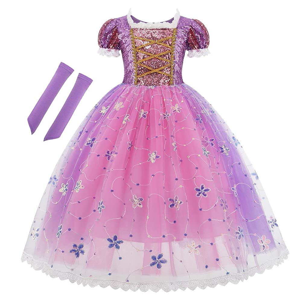 HIHCBFGirls Rapunzel Princess Sofia Costume Birthday Christmas Halloween Cosplay Carnival Fancy Dress Up Party Ball Gown