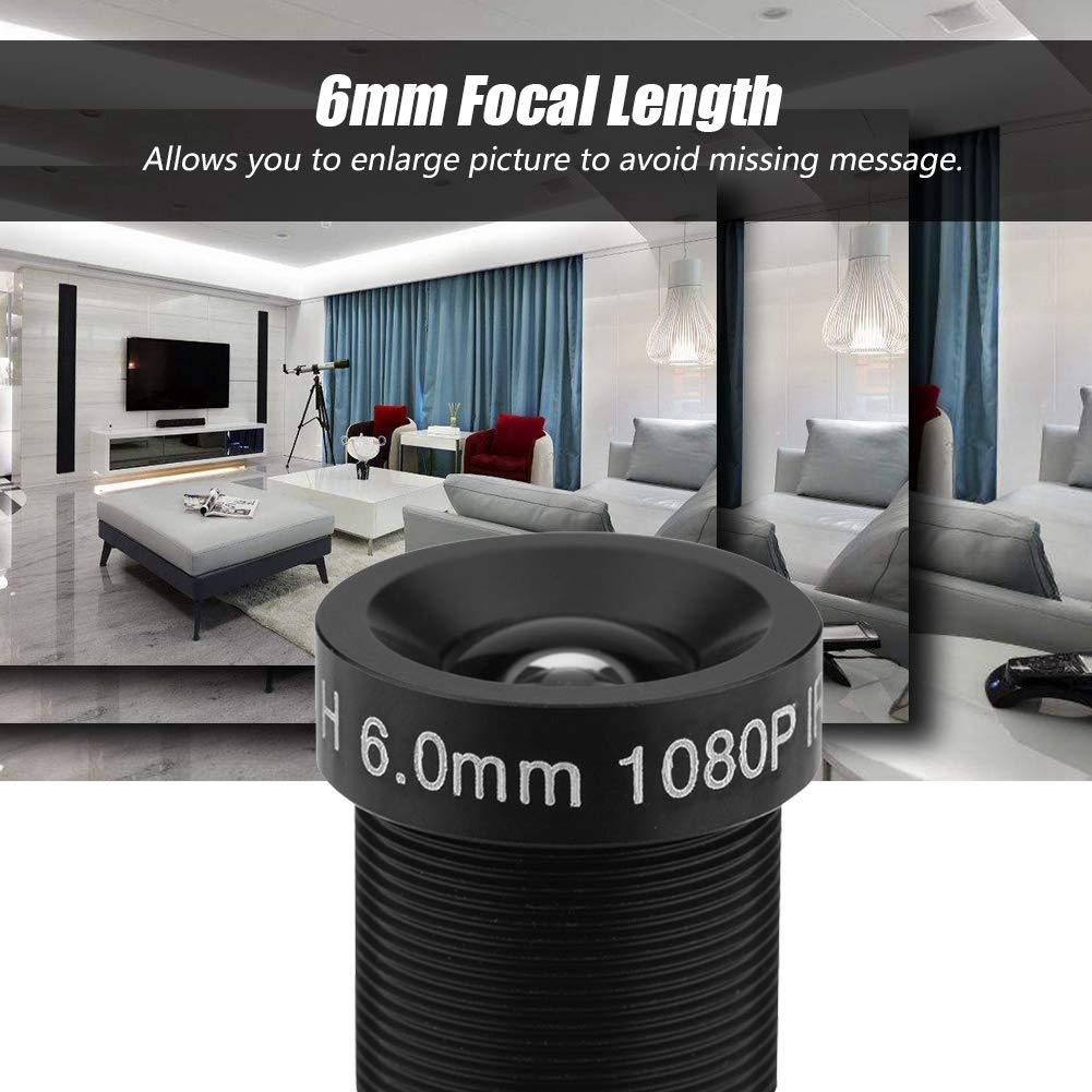 6mm CCTV Camera Lens, M12*0.5, Grandangolo, Fisso, Black, Supporto IR, 58° Vision, 2 Milioni di Pixel
