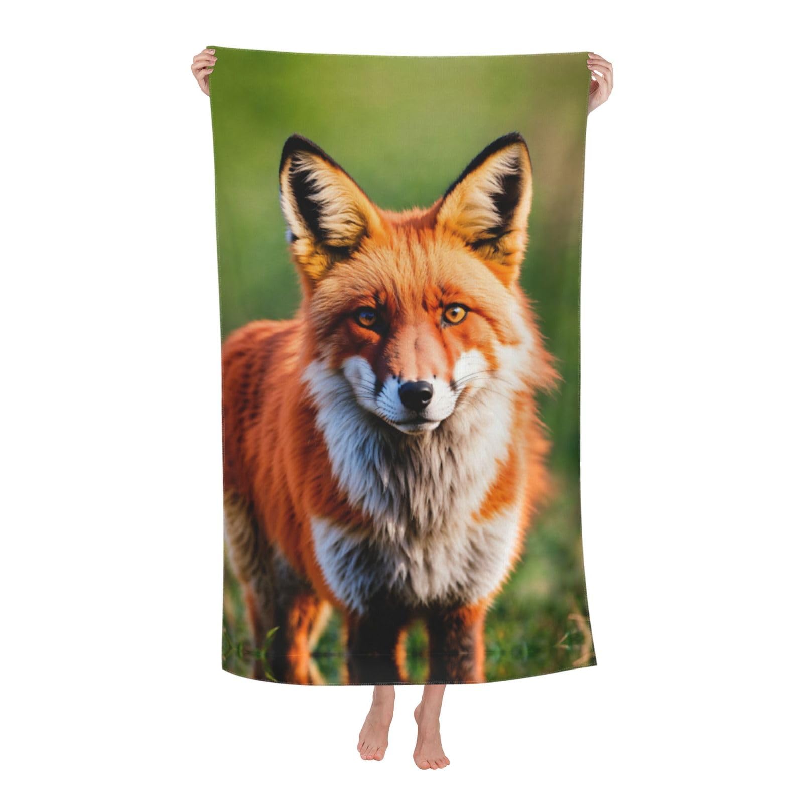 Oazcvbnn Women's White Fox Print Adult Beach Towel Summer Travel Pool Vacation Swimming Fitness Outdoor Adventures