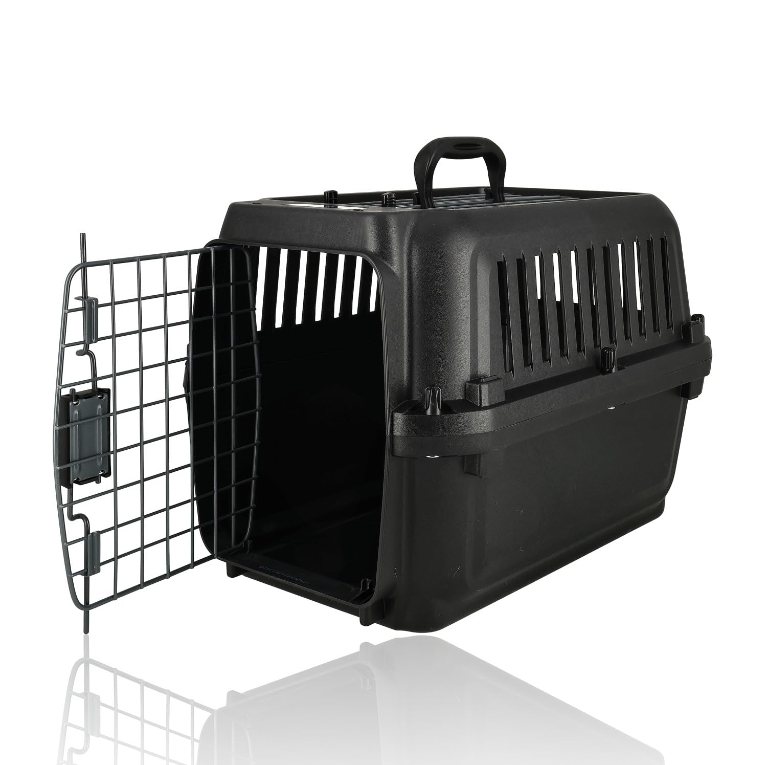 Katzenbank / Hundebank Klein 50x35x34 cm - Transportbox Katze & Kleiner Hund bis 12 kg - Zerlegbarer Reisekorb mit Schrauben - Tragbare Kunststoff-Transportbox Schwarz