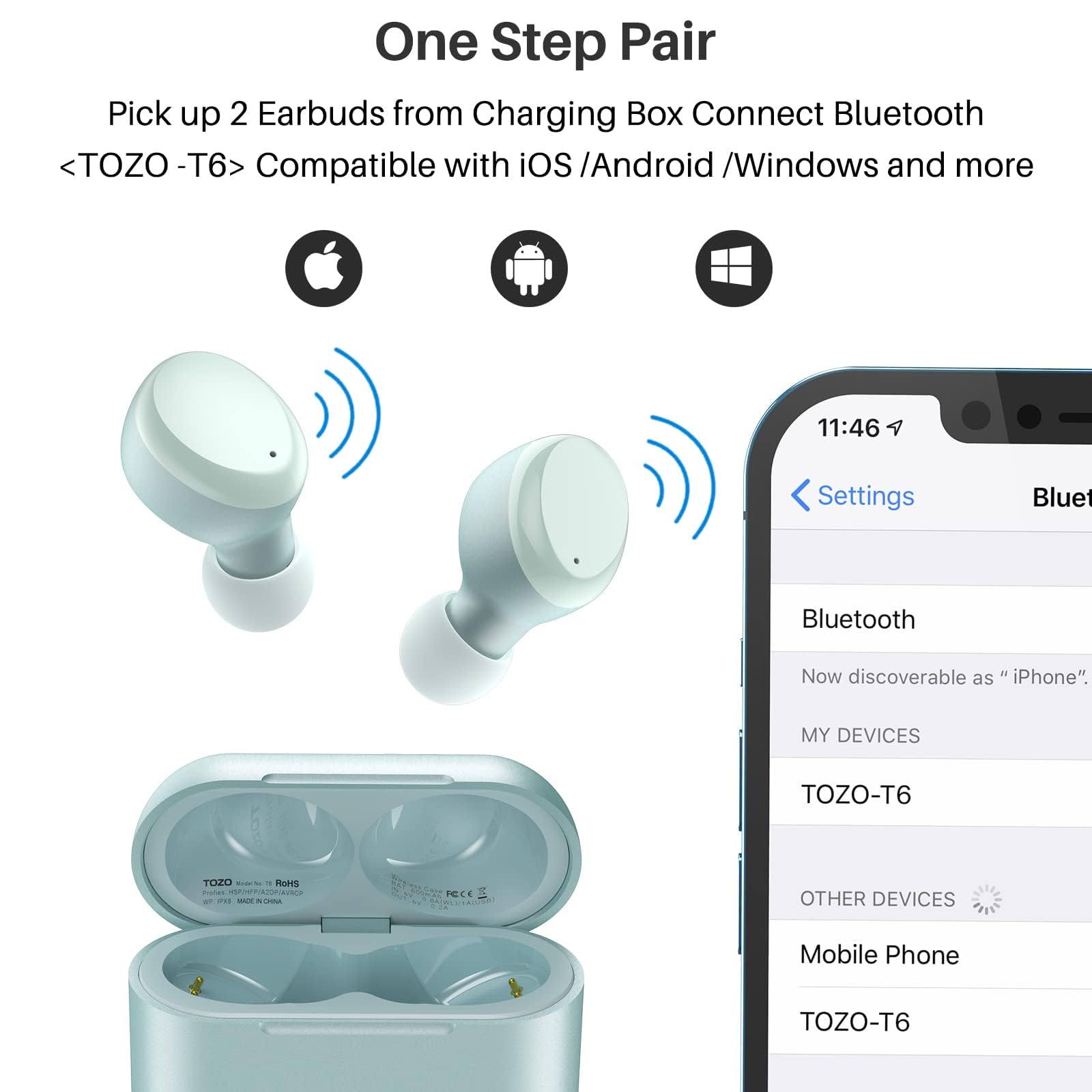 TOZO NC9 Hybrid Active Noise Cancelling Wireless Earbuds, 60H, LED Display view 4