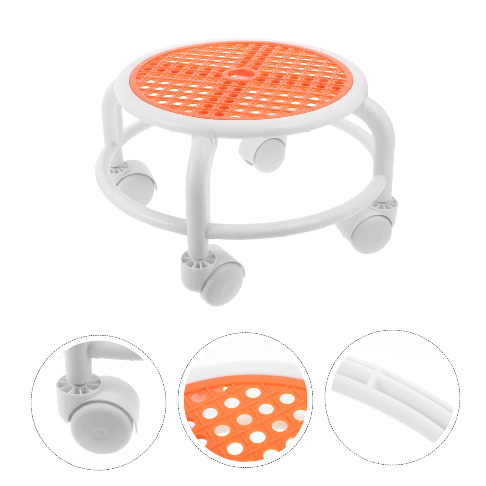 Healeved Sgabello Pedicure Basso Ruote, Sgabello Girevole in Plastico | Manicure e Riparazione Auto, Stabile e Durevole, Piccolo e Rotondo, Stile Unico e Accattivante