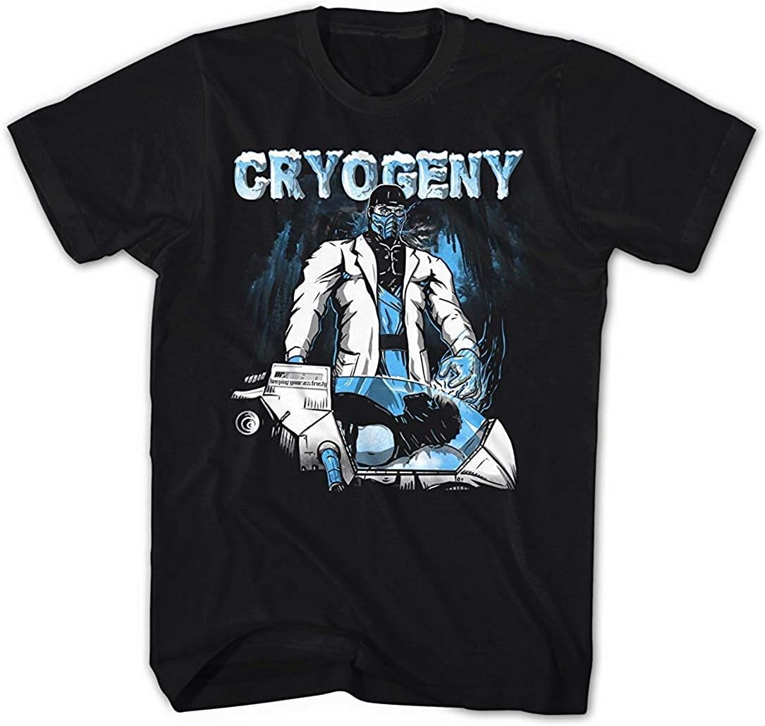 Men's T-Shirt Dr. sub Zero Mortal Kombat Cryogenics Ice Game Film - Black, XL