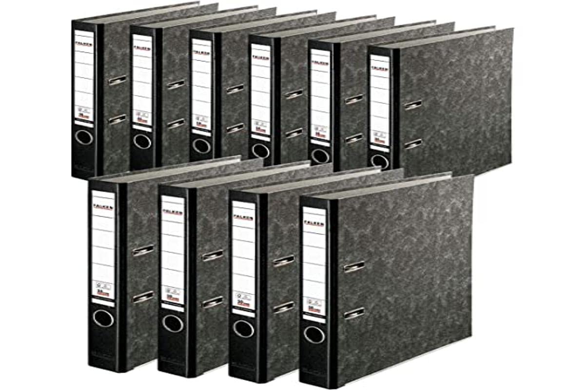 Falken - Cartella portadocumenti in formato DIN A4, con finestra intercambiabile, confezione da 10 pezzi, con motivo a nuvola, prodotta in Germania, 5 cm, sottile, con dorso nero