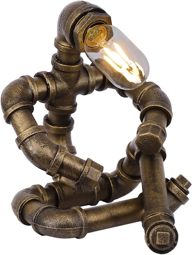 Steampunk Lamp, Industrial Pipe Lamp, Steam Punk Desk Lamps, Robot Table Lamp for Office, Bedroom, Living Room.
