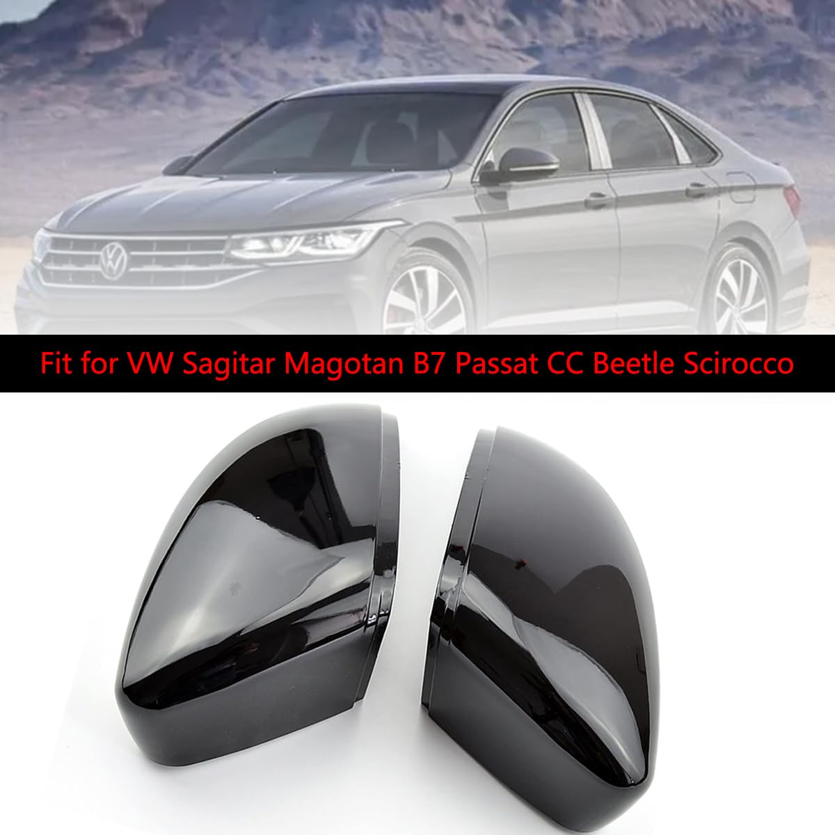 Tappi per specchietto retrovisore auto, 1 paio di coprispecchietti retrovisori compatibili con VW Sagitar Magotan B7 Passat CC Beetle Scirocco