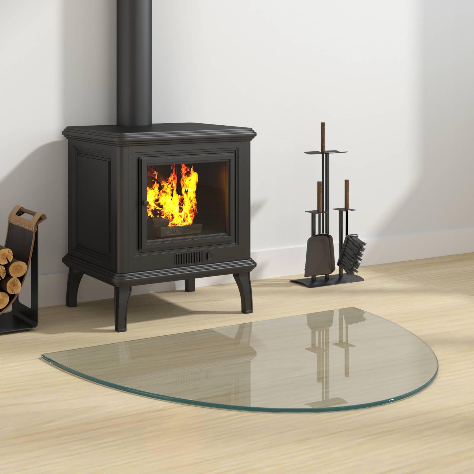 Feu de cheminée en verre transparent - 800 x 600 mm - Verre de sécurité résistant à la chaleur - Protection du sol - Convient pour bois, poêle à granulés, four suédois, poêle à carrelage