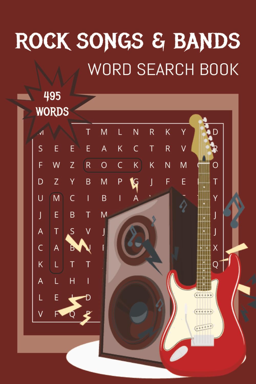 Rock Music and Bands Word Search Puzzle Book:: Word Searches with Easy to Read Print About Rock Music, Rock Bands, Rock Instruments and More | 6x9 ... Gift for Birthday, Vacations and Free Time