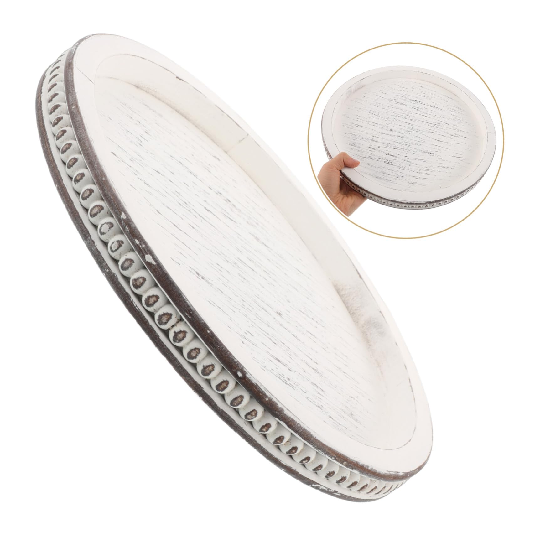 MAGICLULU Vintage Schmuckschale Rund aus Dichteplatte Beige für Deko