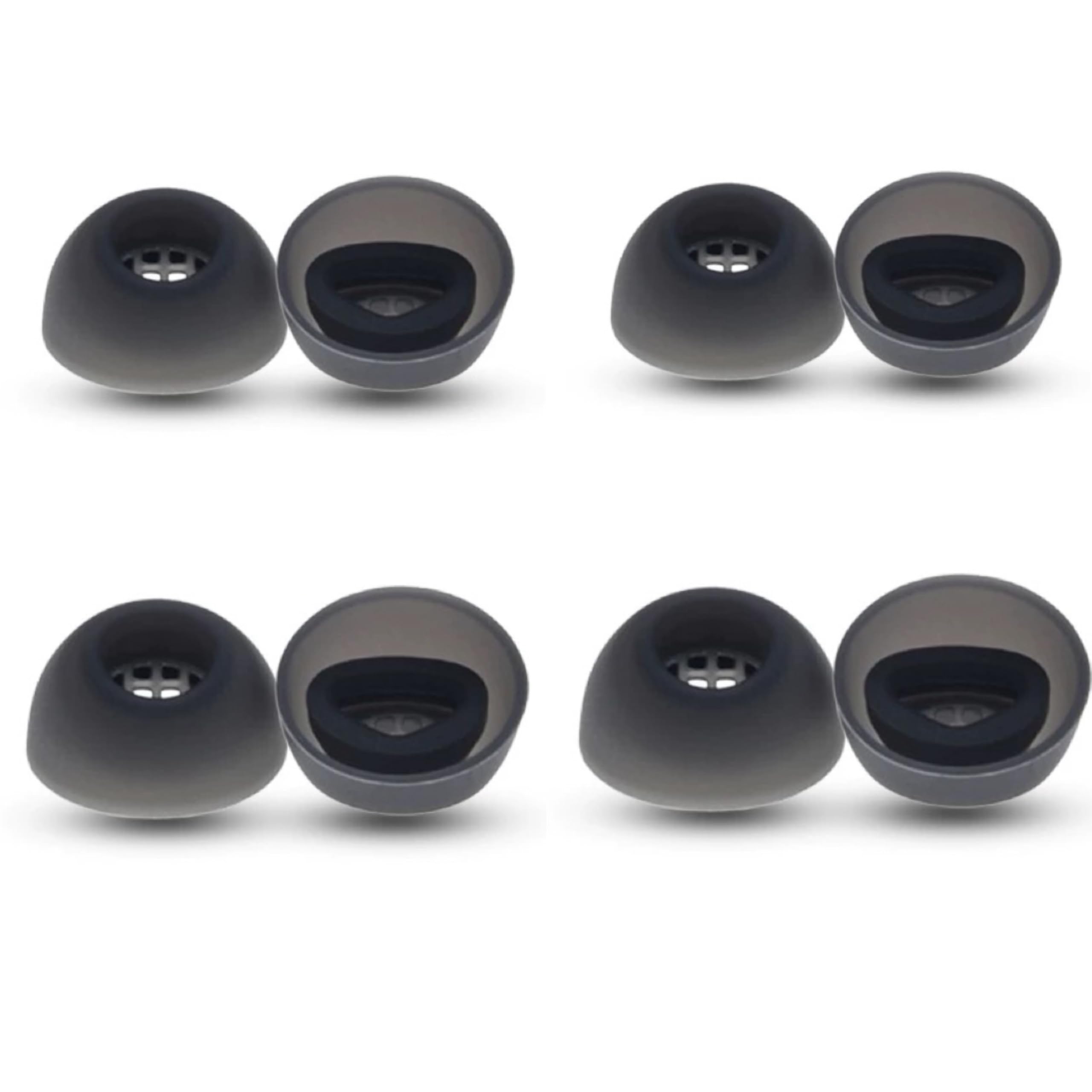 4 Pairs Silicone Ear Tips for Jabra Elite 10 Earbuds, 4 Size Soft Rubber Eartips Buds Wing Tips with Net Fit in Case Compatible with Jabra Elite 10-Black