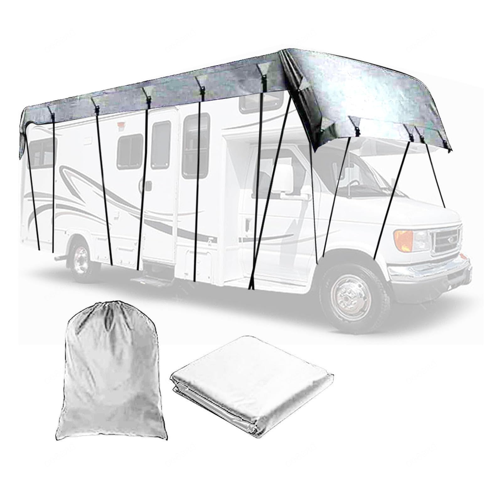 HFKJway Rv Covers for Roof Only 210D Oxford Cloth Rv Cover Foldable Storage, Easy to Clean Utility Trailer Cover Camper Cover Waterproof,Grey-11m×3m