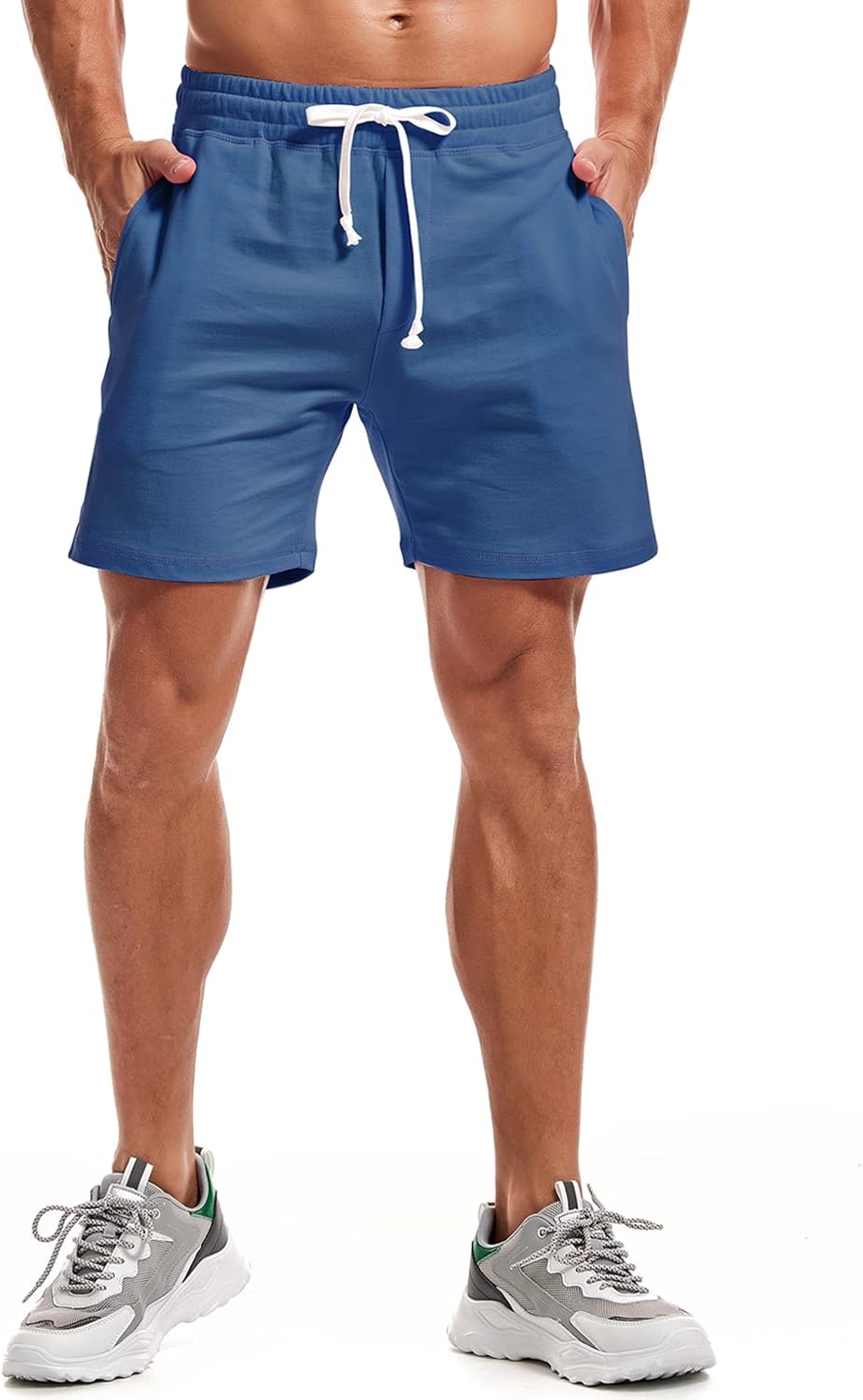 AMY COULEE Mens Athletic Workout Shorts 5.5" Cotton Casual Shorts Elastic Waist Joggers Sports SweatShorts - Image 2