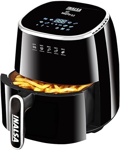 Inalsa Air Fryer For Home|5.5 L Capacity|1600 W With Smart Aircrisp Technology|Quick Heat Circulation|4-In-1 Appliance With 8 Preset Menu & Digital…
