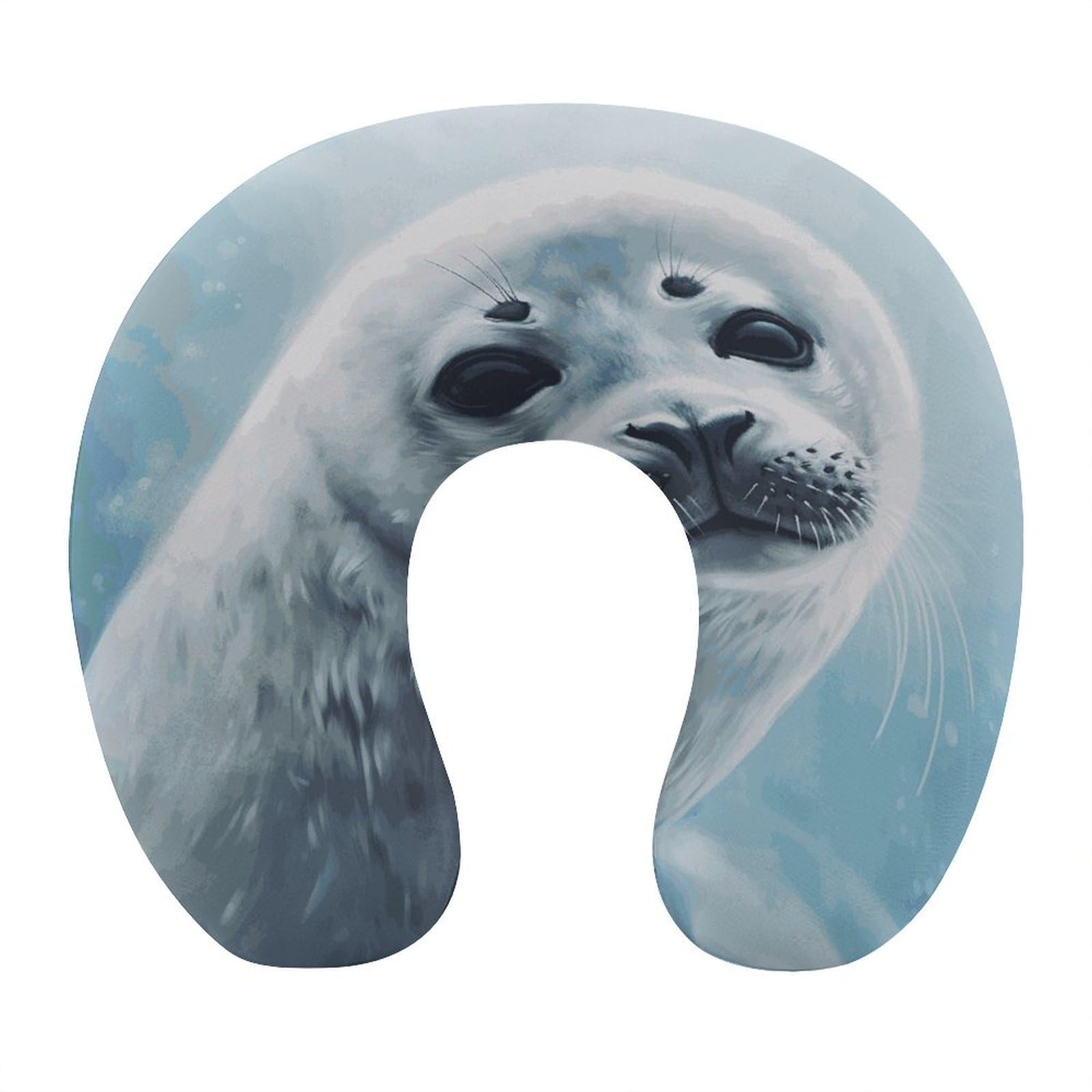 Btcowzrv Style Harp Seal Painting Wallpaper U Shaped Neck Pillow Travel Pillows