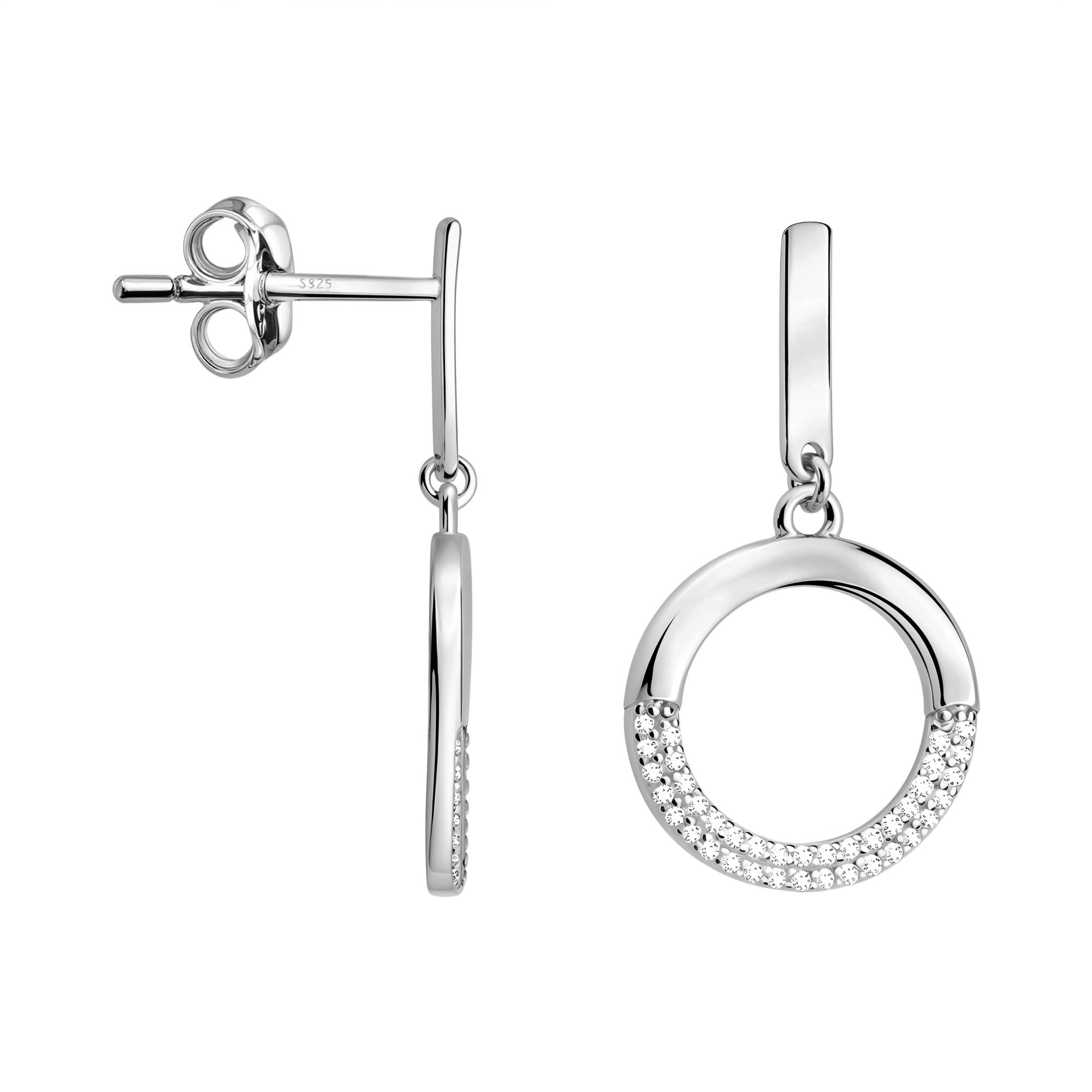 SOFIA MILANI - Damen Ohrringe 925 Silber - mit Zirkonia Steinen - Kreis Ohrhänger