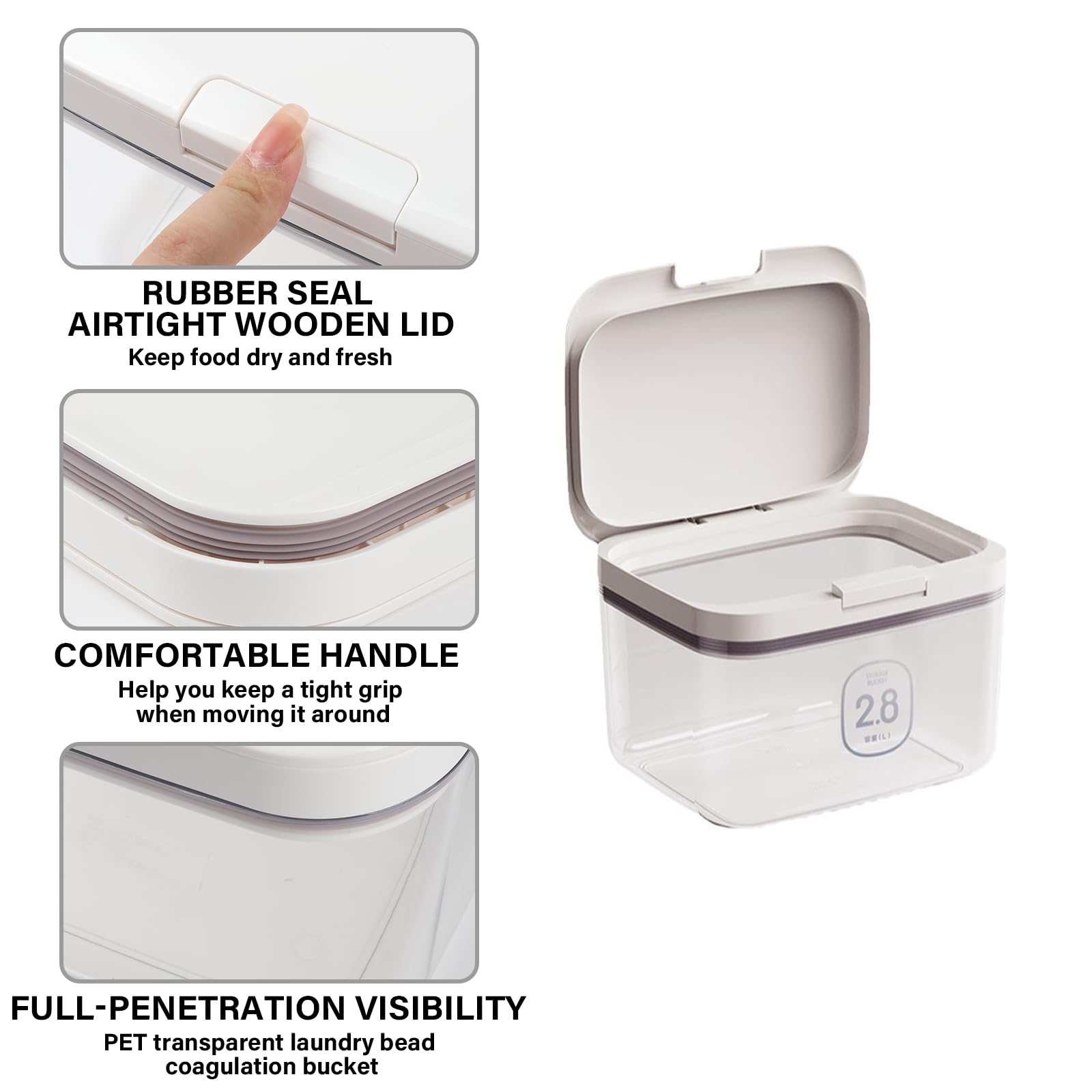 Gzsekken Laundry Pods Storage Container,Washing Powder Pods Storage with Lid One-Click Pop-Up Design Large Laundry Storage Container Clear Plastic Dishwasher Pod Holder Bath Laundry Organization,2.8L - Image 3