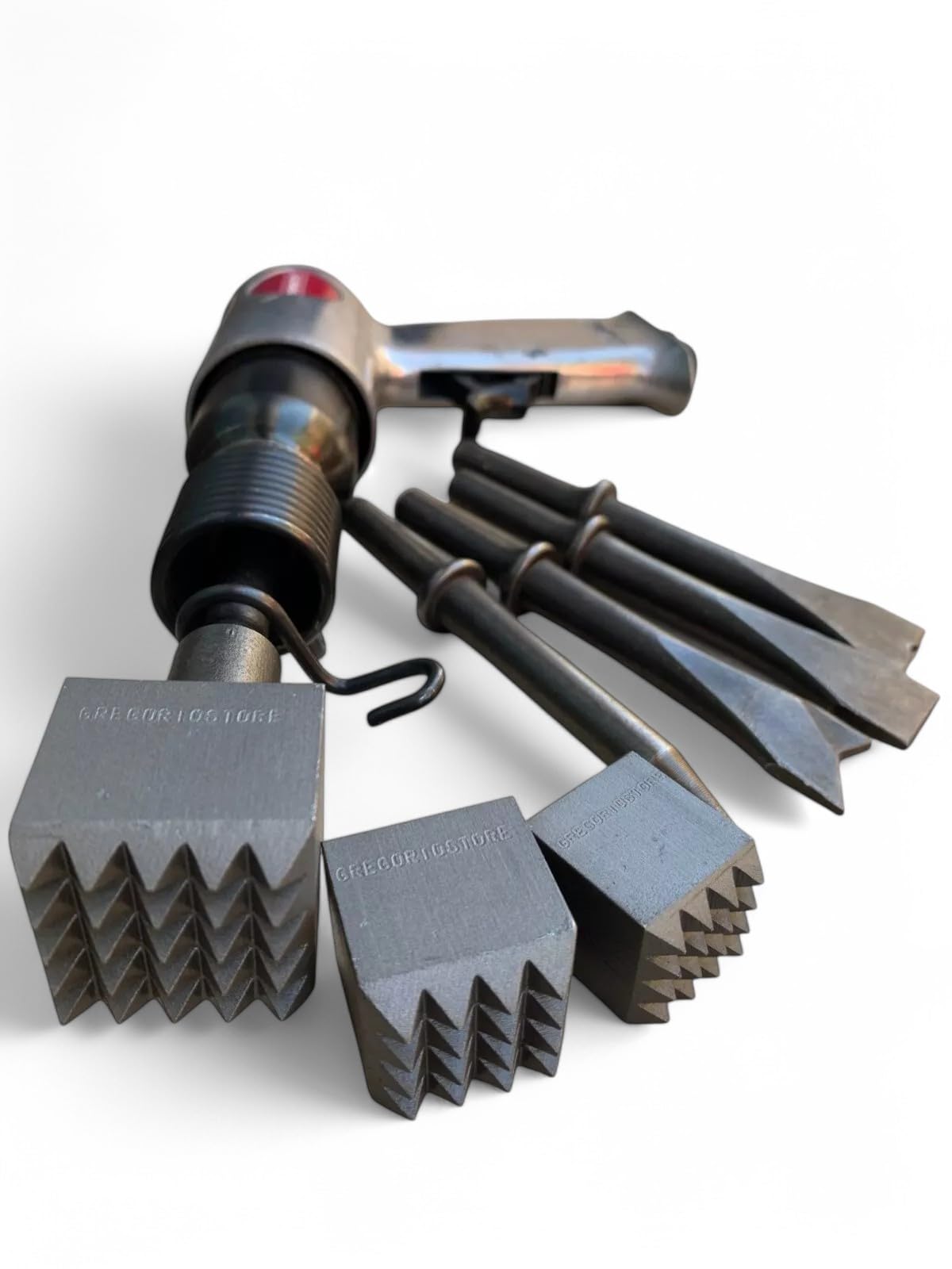 Bocciarda Per Pietra Dura, Per Bocciardatura, Cazzuola, Con Scalpellatore Pneumatico, Con Codolo Intercambile, In Acciaio Temprato, Made in Italy (Kit 3 Pezzi (2,5x2,5+3x3+3,5x3,5 cm))