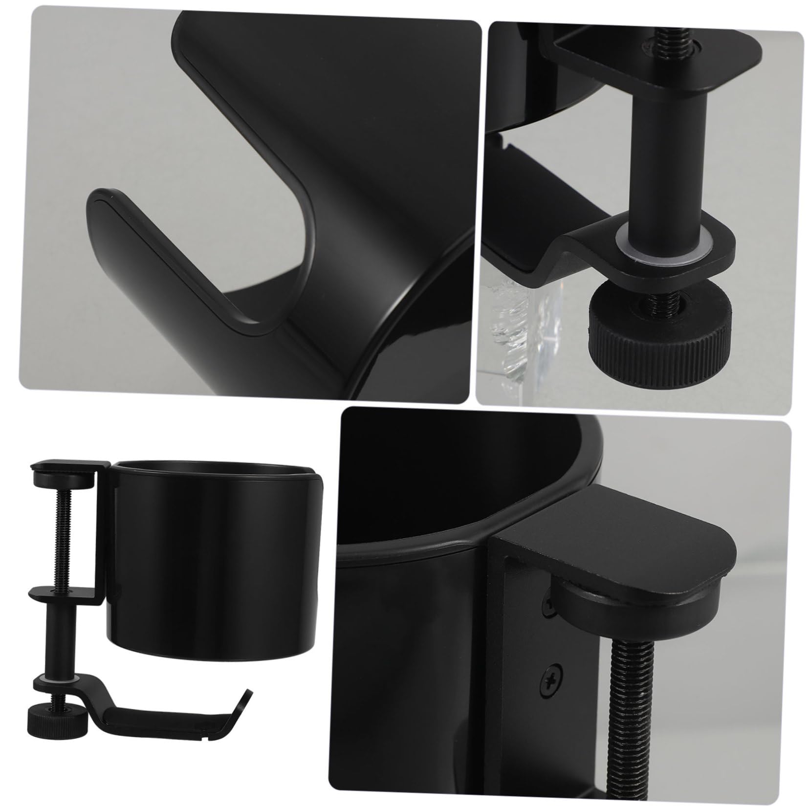 Tischbecherhalter mit Drehbarem Kopfhörerhaken aus Aluminiumlegierung und Kunststoff für 4-Zoll Becher Einfache Montage für Schreibtisch und Innenbereich