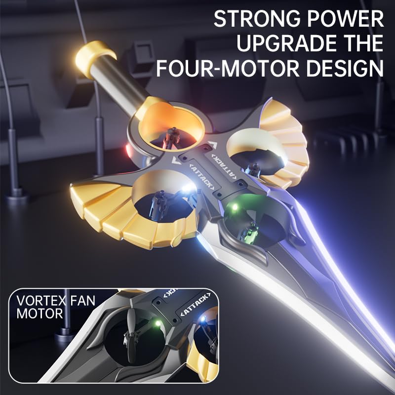 Drone RC “Spada Volante” per Bambini e Adulti, Controllo con Gesti e Telecomando, 3 Velocità, Flip 360°, Doppia Batteria, Facile da Pilotare, Nero Bronzo