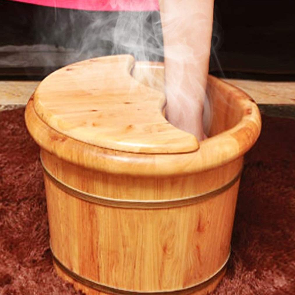 Barile per Piedi,Secchio da Bagno in Legno per Massaggio,Fatto a Mano,Pediluvi Superficie Liscia,Accessori per Il Bagno Anniversario Comfortable Anniversary