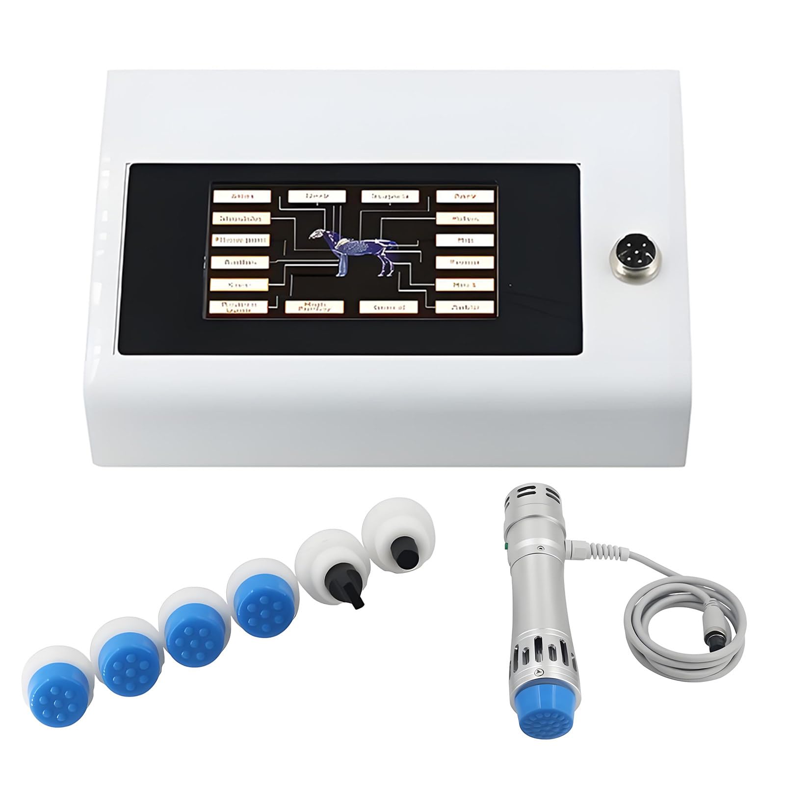HuanSebesity Animal Shock Wave Machine,Full-Featured Veterinary Extracorporeal Therapy Device,Touch Screen Shockwave Tool for Equine Canine Muscle Soreness and Tendon Repair