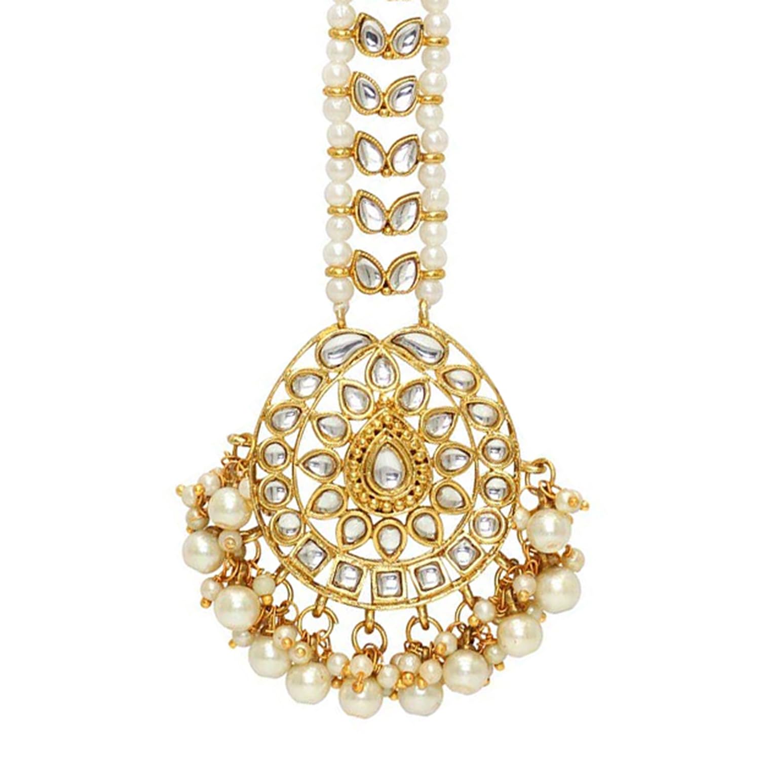 Peora Gold Plated White Kundan Pearl Maang Tikka Matha Patti for Women (B0B1X7VCPC) Amazon Price History, Amazon Price Tracker