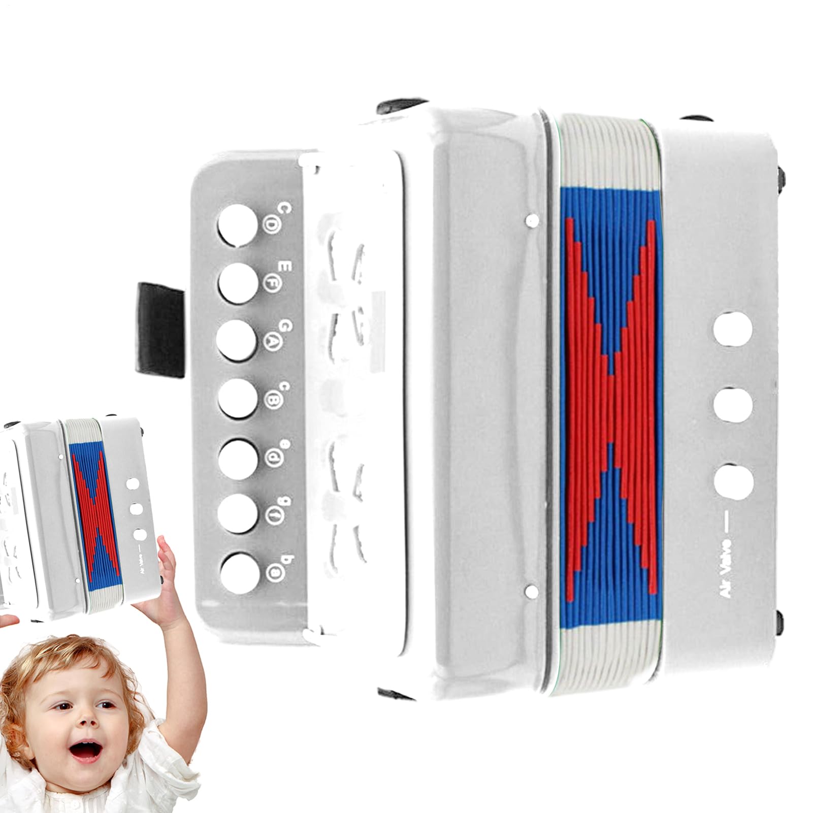 Giocattolo per bambini – Set di giochi musicali con bottoni, mini soffietto | Dispositivo di attività per sviluppare melodie e ritmi per l'apprendimento precoce, inizio colorato e adatto ai bambini