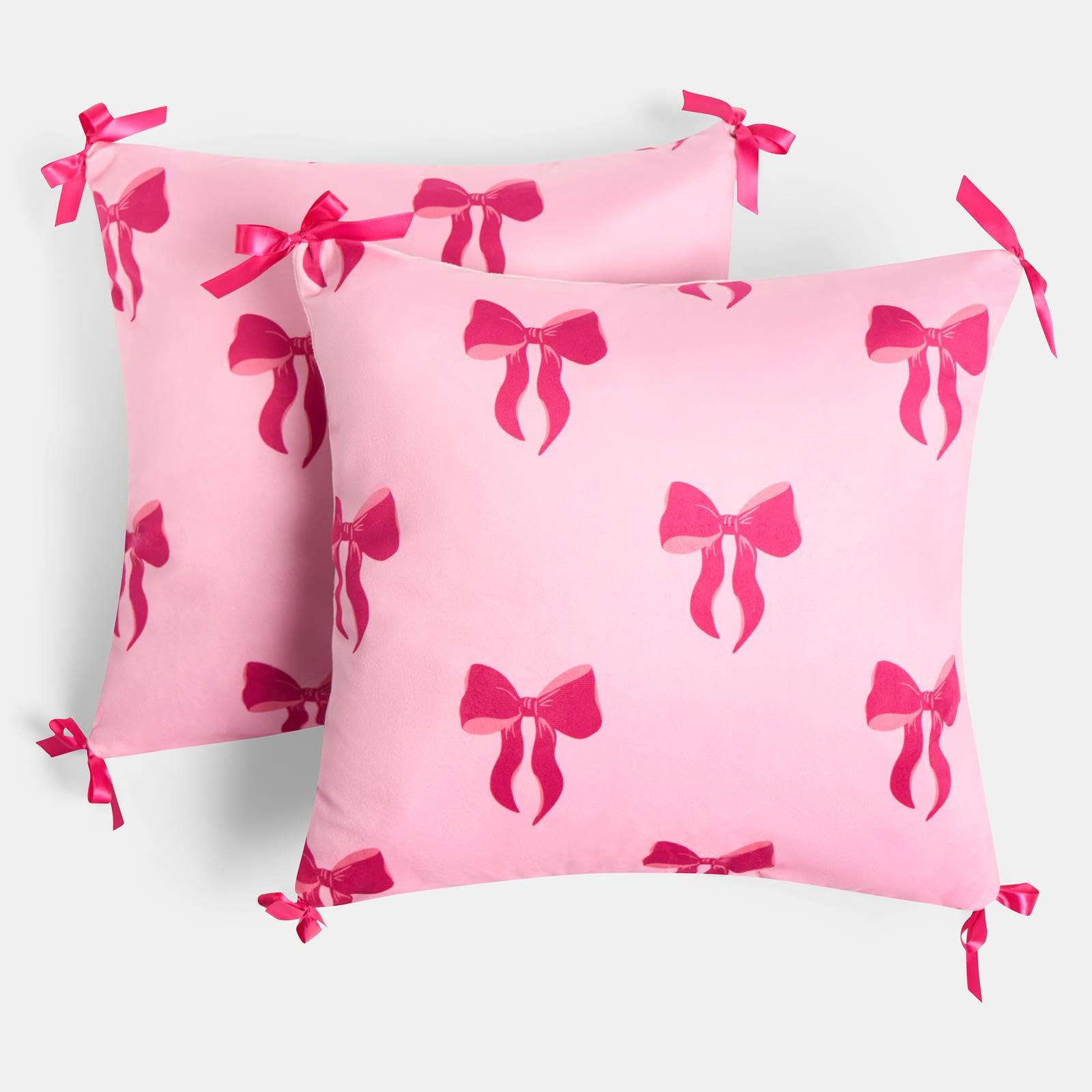OHS Cushion Covers - Bow Print - Pink - 45 cm x 45 cm