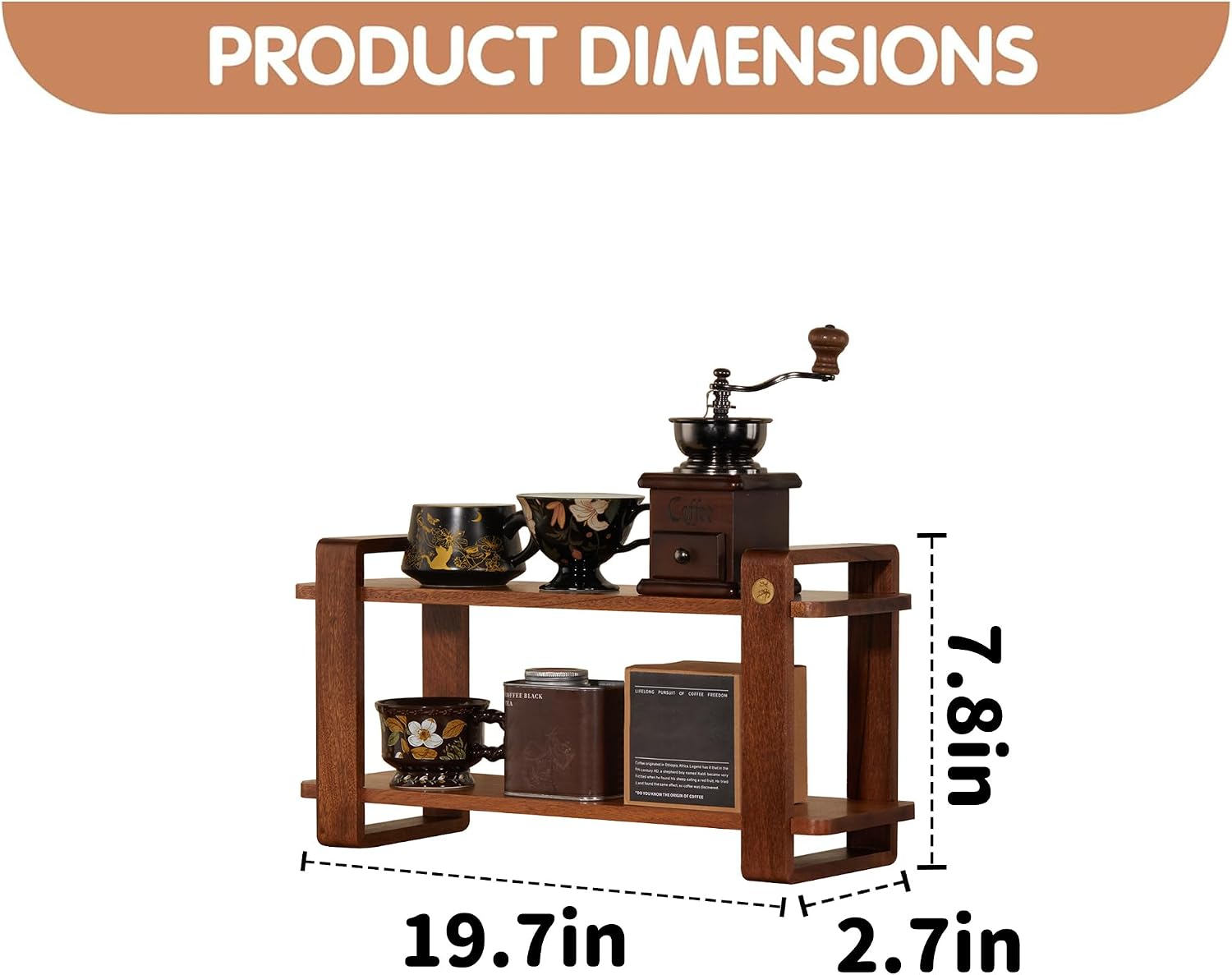 Coffee Cup Holder Solid Wood 2 Tiers Kitchen Counter Shelf Screwless Assemb image 2