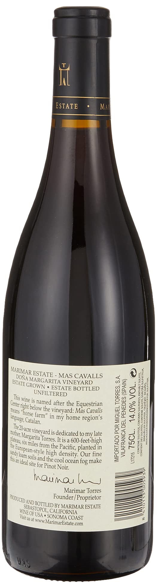 Marimar Estate - Mas Cavalls Pinot Noir, California, Vino Tinto, 75 cl