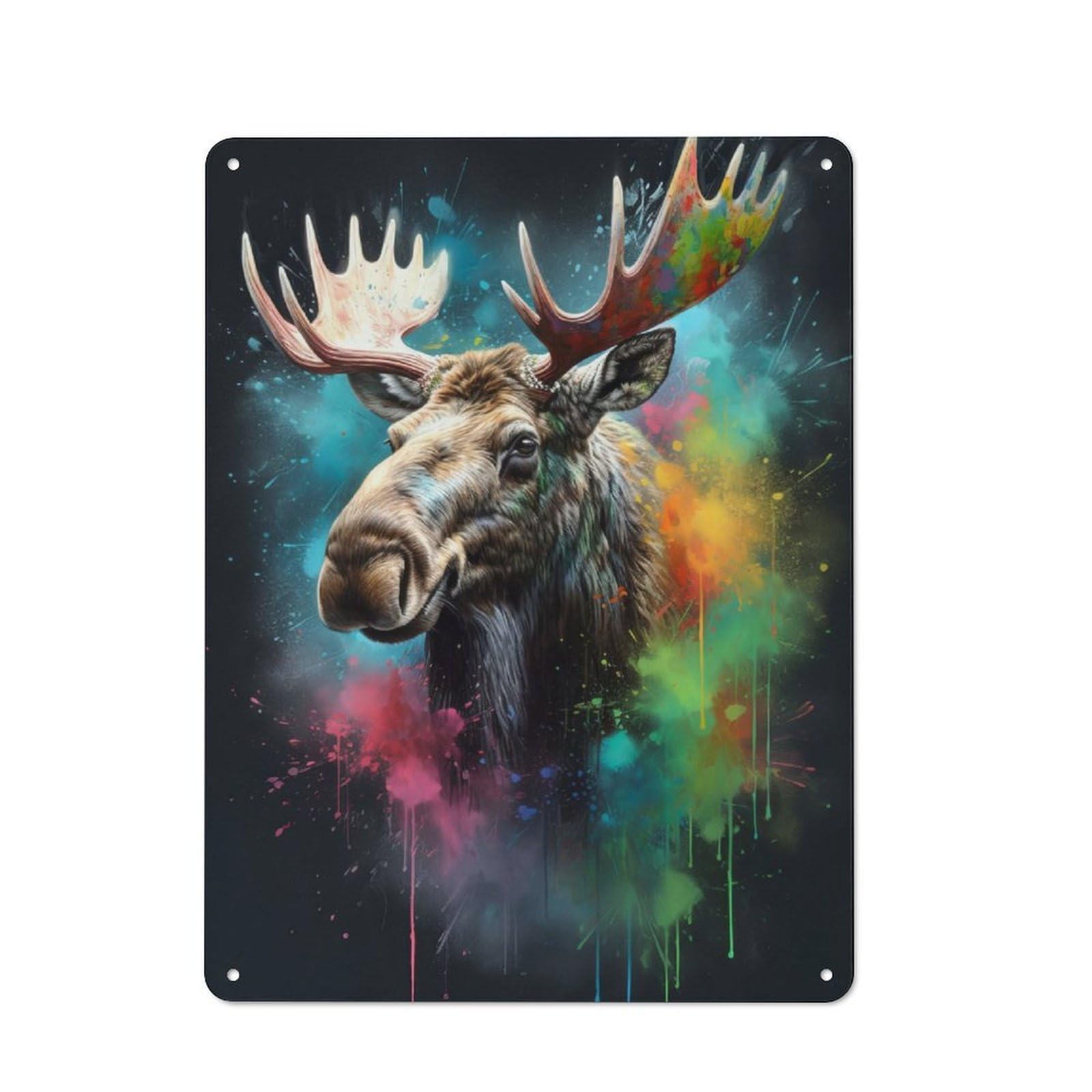 Junmoney Moose Painting Vintage-Inspired Tin Sign 40X30cm For Café Or Restaurant, For Cooler-Month Interiors With Vintage Character