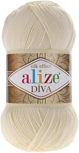 Miniatura 2 de Hilo para tejer a mano, 100% microfibra, hilo acrílico Alize Diva, hilo de seda de ganchillo, arte de encaje, lote de 4 madejas, 14.11oz 1532yds